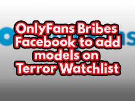 Cover for the blog titled, "OnlyFans Bribes Facebook to add models on Terror Watchlist"