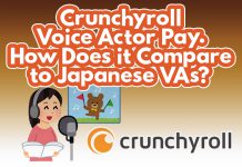 Voice Actor Pay in the US and in Japan A cover image for the blog titled, "Crunchyroll Voice Actor Pay. How Does it Compare to Japanese VAs?" featuring a illustration of voice actor and the logo of Crunchyroll.