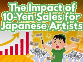 A cover image for a blog article with the text, "The Impact of 10-Yen Sales for Japanese Artists"