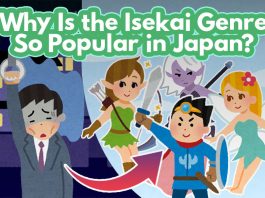 A blog cover for the article, "Why Is the Isekai Genre So Popular in Japan?" featuring a typical depiction of isekai fiction.